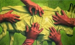 HAHN, ECKART >Kalb< 2003 Acryl auf Leinwand 90 x 150cm Besitz des Künstlers