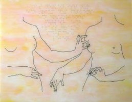 SCHNEIDER, KLAUS >das Denken ist nur ein Traum des Fühlens...< 2005 Lack und Pigmente hinter Acrylglas (Hinterglasmalerei) 96 x 125cm Besitz des Künstlers