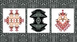 BÜRGER, SABINE >Clones and Chromosomes< 2005 Lambda-Print, Fotokopie dreiteilig je 110 x 100cm, Fototapetenfläche 250 x 380cm Besitz der Künstlerin
