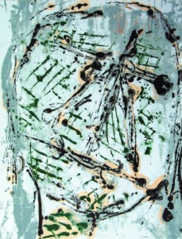 Lüpertz, Markus *1941 »ohne Titel«, 1996 mehrfarbige Serigraphie 128,5 x 98 cm No. 50 Courtesy Sammlung Kalkmann, Bodenburg