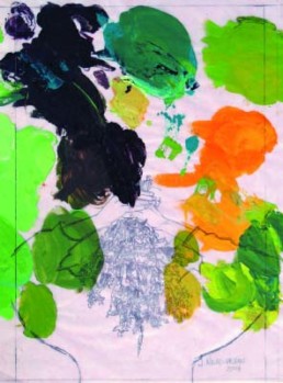 Nicod-Urban, Jacqueline *1938 »Flower´s Fragrance«, 2006 Mischtechnik auf „papier d´emballage de boucher“ 49,5 x 37 cm, gemalt bis zum Blattrand Passepartoutöffnung: 45 x 32cm Besitz der Künstlerin Niebuhr, Louis