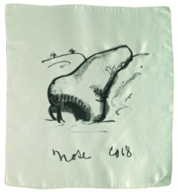Oldenburg, Claes *1928 »Nose / Handkerchief«, 1968 s/w - Serigraphie auf weißer Seide 48 x 48 cm Exemplar 98/150 Courtesy Sammlung Kalkmann, Bodenburg