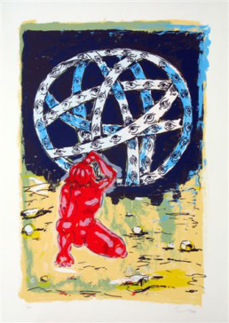 Jörg Immendorf »Aurora«, 2001, Lithographie, Exemplar 9/100, Sammlung Kalkmann, Bodenburg